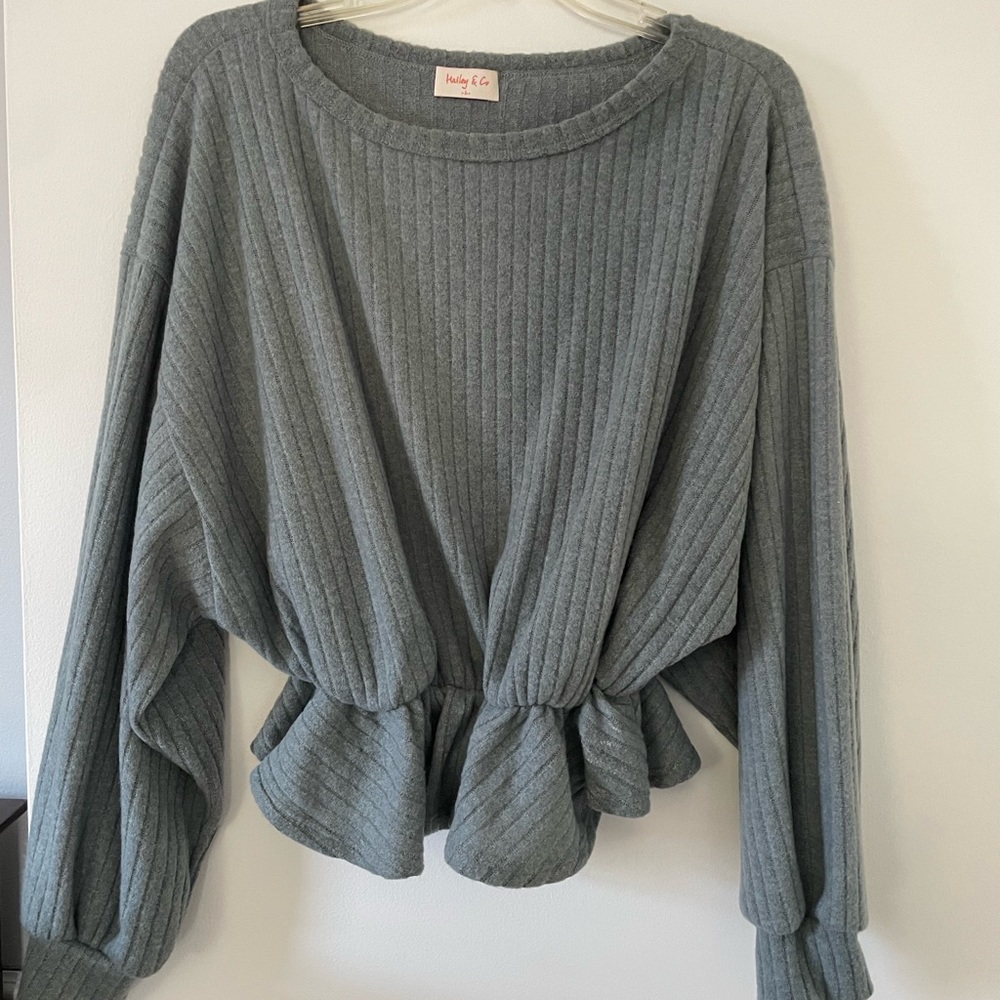 Hailey & Co. Teal/Turquoise Peplum Sweater